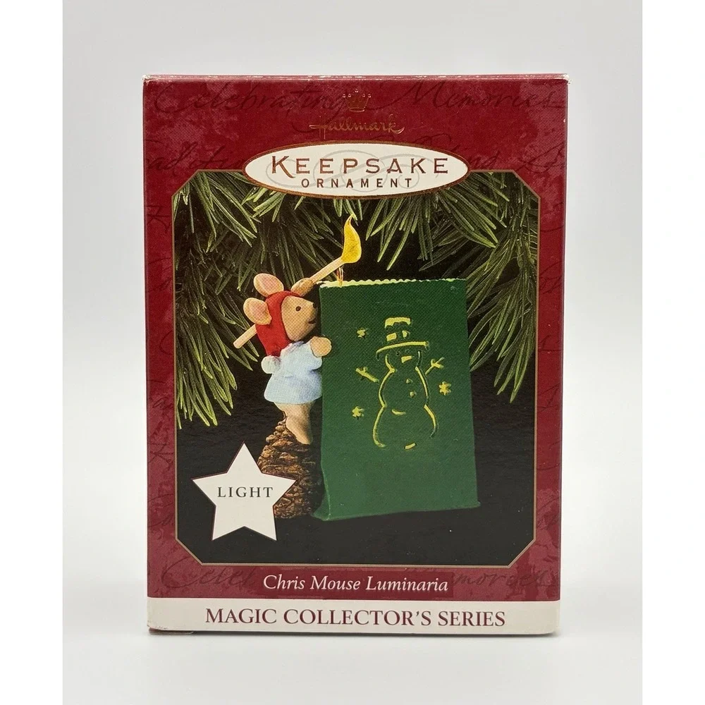 1997 Hallmark Keepsake Ornament Chris Mouse Luminaria Magic Light 13th Vintage